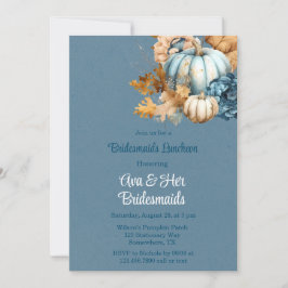 Invitación Calabaza Naranja azul Peony Bridesmaids Luncheon