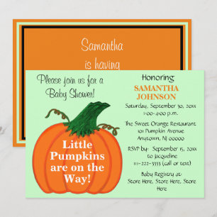 Invitación Calabaza Naranja de bebés gemelos Baby Shower
