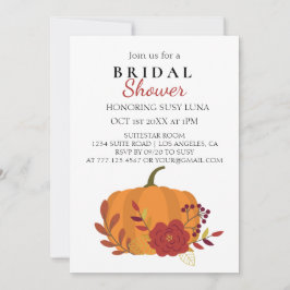 Invitación Calabaza Naranja de la cosecha de otoño con flores