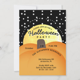 Invitación Calabaza Naranja grande de la fiesta moderna de Ha