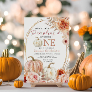 Invitación Calabaza Naranja Pastel cumple un cumpleaños