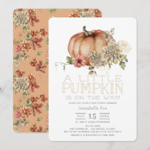 Calabaza naranja y Baby Shower Dahlia blanca