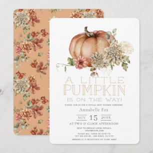 Invitación Calabaza naranja y Baby Shower virtual de Dahlia b