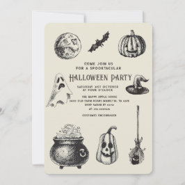 Invitación Calabaza negra para gatos de la fiesta de Hallowee