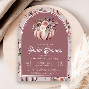Invitación Calabaza Neutral Rosa con Dusto Floral Ducha nupci