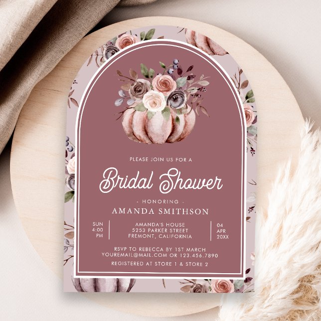 Invitación Calabaza Neutral Rosa con Dusto Floral Ducha nupci (Subido por el creador)