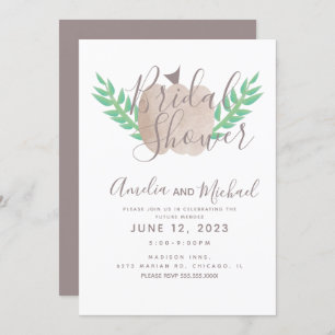 Invitación Calabaza nuclear marrón verde beige ducha de novia