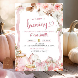 Invitación Calabaza otoñal Boho Coquette Un bebé está prepara