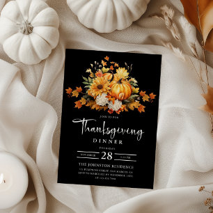 Invitación Calabaza otoñal de la cena de Acción de Gracias