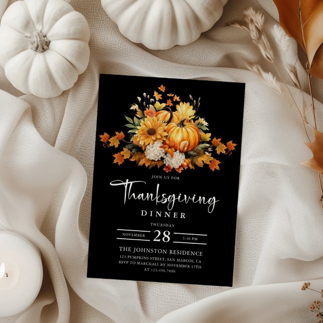 Invitación Calabaza otoñal de la cena de Acción de Gracias (Subido por el creador)