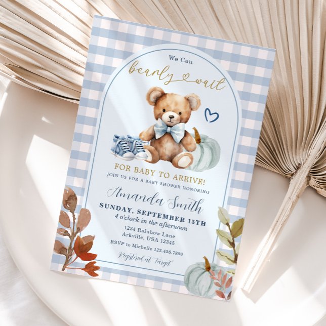 Invitación Calabaza otoñal podemos apoyar Baby Shower del oso (Subido por el creador)