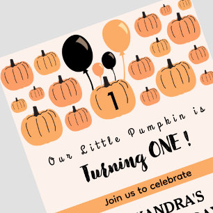 Invitación Calabaza otoñal Un primer cumpleaños de Halloween