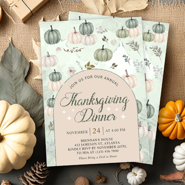 Invitación Calabaza otoño deja cena de Acción de Gracias (Subido por el creador)