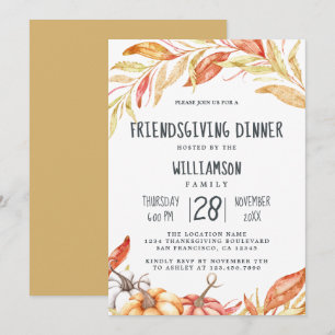 Invitación Calabaza otoño Dorada Foliage Friendship Dinner