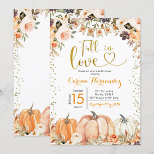 Invitación Calabaza otoño enamora novia ducha invitati