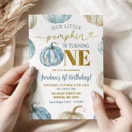 Invitación Calabaza Pastel Boy Girando Un Primer Cumpleaños