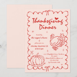 Invitación Calabaza Pavo Día de Acción de Gracias Caprichoso