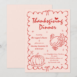 Invitación Calabaza Pavo Día de Acción de Gracias Caprichoso