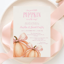Invitación Calabaza pequeña, arco rosa, ducha de bebé Coquett