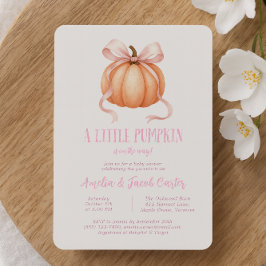Invitación Calabaza pequeña, arco rosado, ducha de bebé Coque