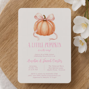Invitación Calabaza pequeña, arco rosado, ducha de bebé Coque