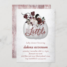 Invitación Calabaza pequeña | Baby Shower floral rosa oscuro