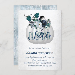Invitación Calabaza pequeña   Dusty Blue Floral Baby Shower