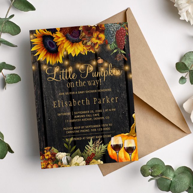 Invitación Calabaza pequeña en camino de caer ducha de bebé r (Subido por el creador)