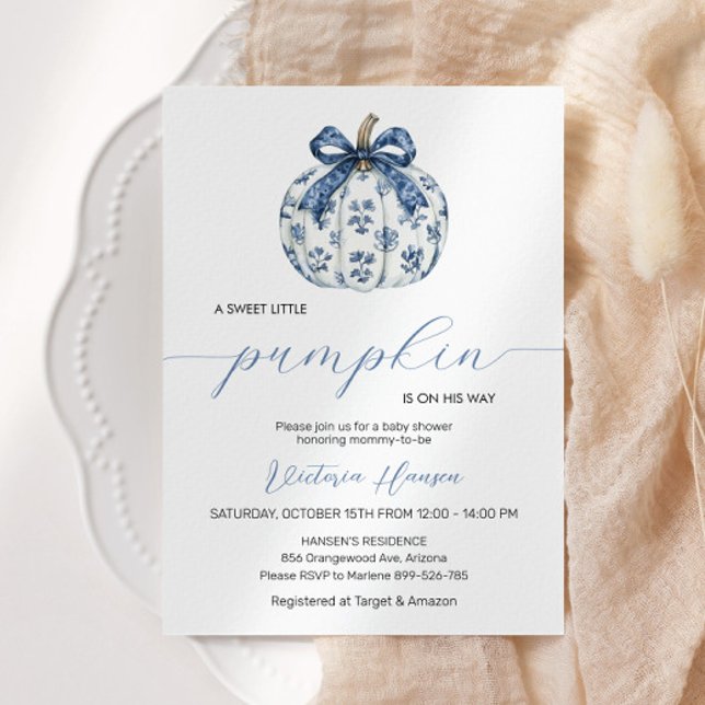 Invitación Calabaza pequeña en el camino del niño Baby Shower (Pumpkin Baby shower invitation)