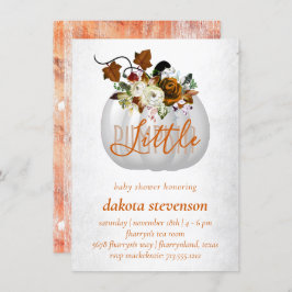 Invitación Calabaza pequeña | Naranja quemado Floral Baby Sho