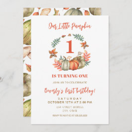 Invitación Calabaza pequeña se vuelve un otoño primer cumplea