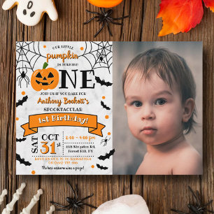 Invitación Calabaza pequeña se vuelve un primer cumpleaños de