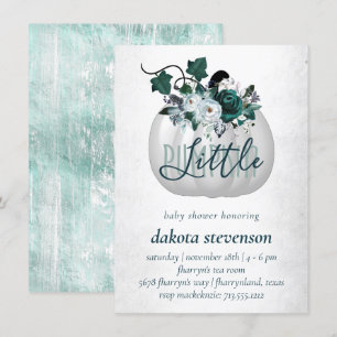 Invitación Calabaza pequeña Verde azulado Baby Shower de Fl