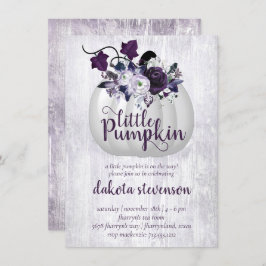 Invitación Calabaza pequeña | Violet Purple Rustic Baby Showe