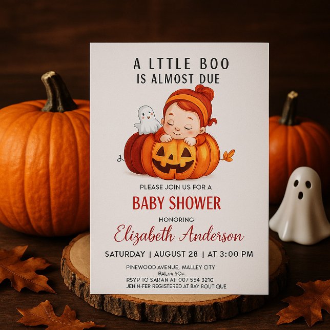 Invitación Calabaza Pequeño Boo Halloween Baby Shower (Subido por el creador)