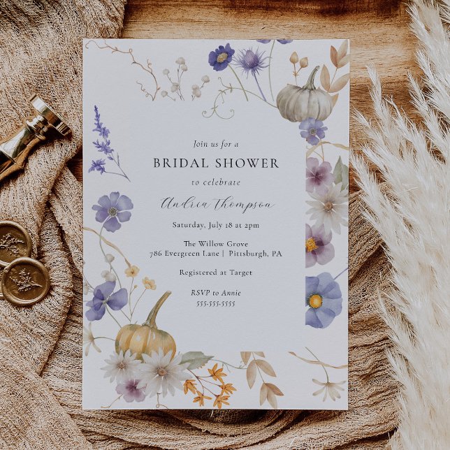 Invitación Calabaza Periwinkle Flor Ducha de novia (Subido por el creador)