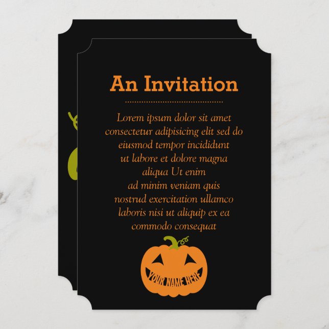 Invitación Calabaza personalizada de Halloween (Anverso / Reverso)