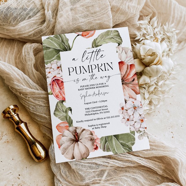 Invitación Calabaza picada Un pequeño Baby Shower de calabaza (Subido por el creador)