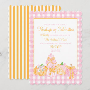 Invitación Calabaza Preppy dobla Fiesta de celebración del Dí