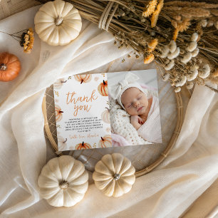 Invitación Calabaza Primer cumpleaños Foto Gracias