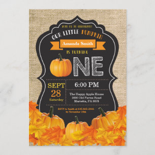 Invitación Calabaza primer cumpleaños Naranja Burlap
