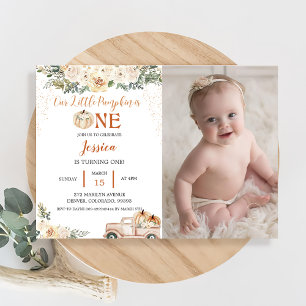 Invitación Calabaza Primer Cumpleaños Nuestra Calabaza Pequeñ