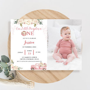 Invitación Calabaza Primer Cumpleaños Nuestra Calabaza Pequeñ