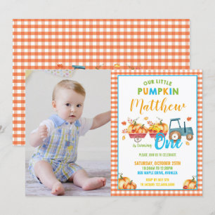 Invitación Calabaza primera Fiesta de cumpleaños Harvest Truc