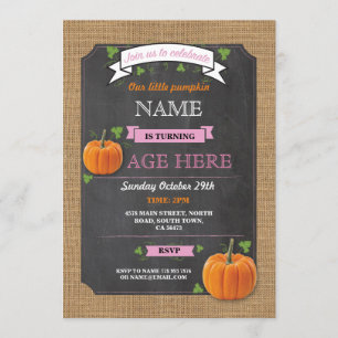Invitación Calabaza que cualquier chica del rosa de la fiesta