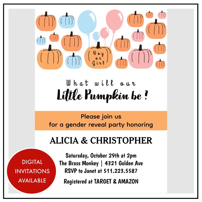 Invitación Calabaza que él o ella revelan género de Halloween (Pumpkin-He-or-She-Halloween-Gender-Reveal-Invitation-1)
