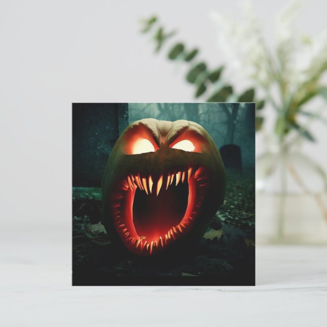 Invitación Calabaza que grita aterradora (Anverso de pie)