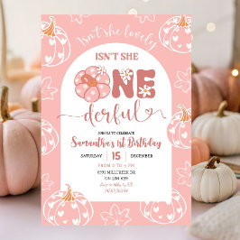 Invitación Calabaza Retro Rosa Whimsical Abierta Cumpleaños
