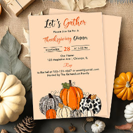 Invitación Calabaza reunamos al Fiesta de la cena de Acción d