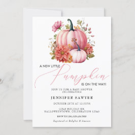 Invitación Calabaza rosa | Baby Shower de otoño